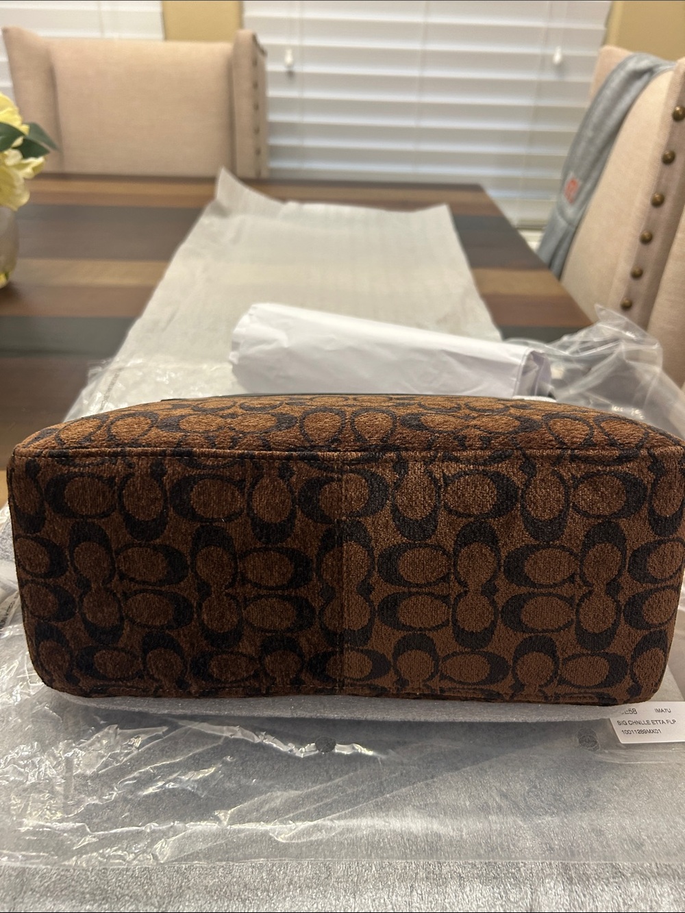NWT Coach Large Etta Shoulder Bag in Chenille. CCE58 IM/Truffle - Picture 2 of 7